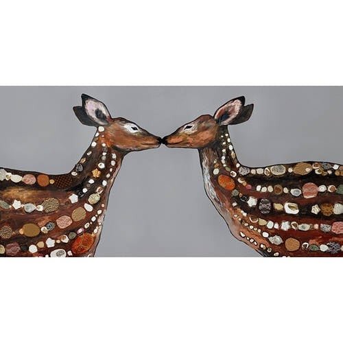 Oopsy Daisys Deer Love on Deep Gray Canvas Wall Art