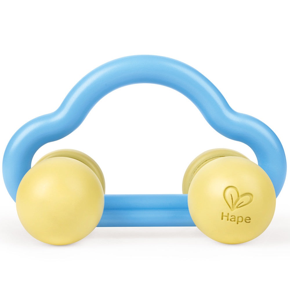 Hape Eco-Friendly Rattle & Roll Toy Car – Blue & Yellow
