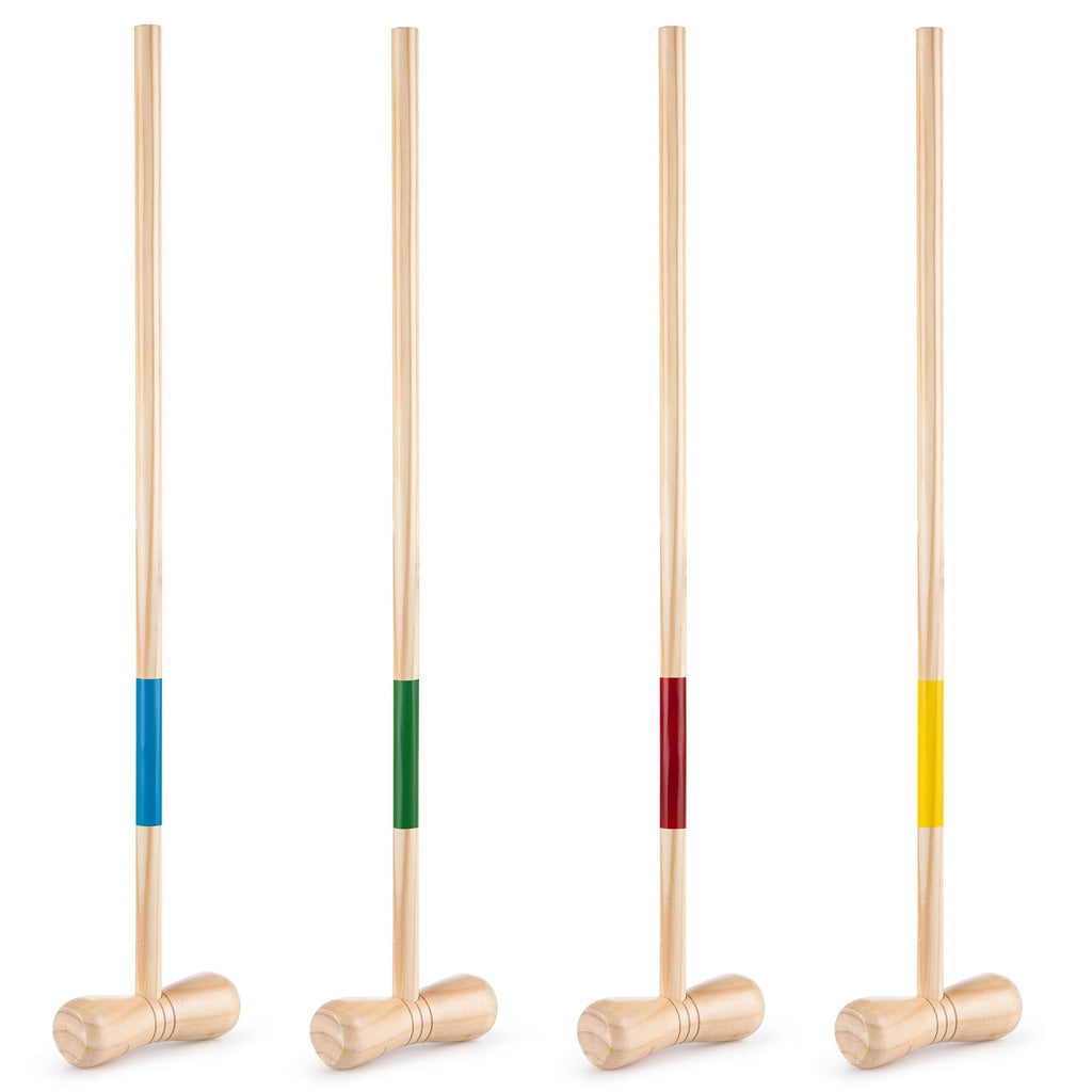 Grasshopper Games Family Croquet Set with Wooden Mallets, Balls, and Travel Bag