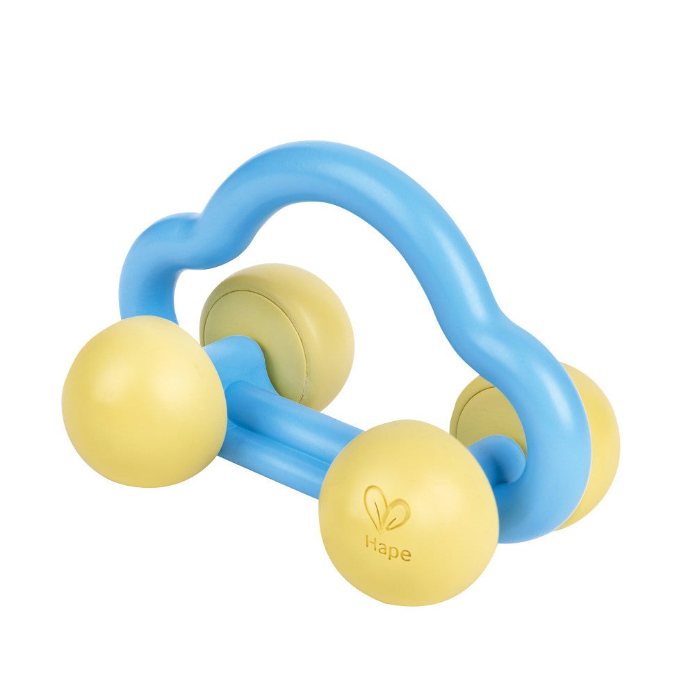Hape Eco-Friendly Rattle & Roll Toy Car – Blue & Yellow