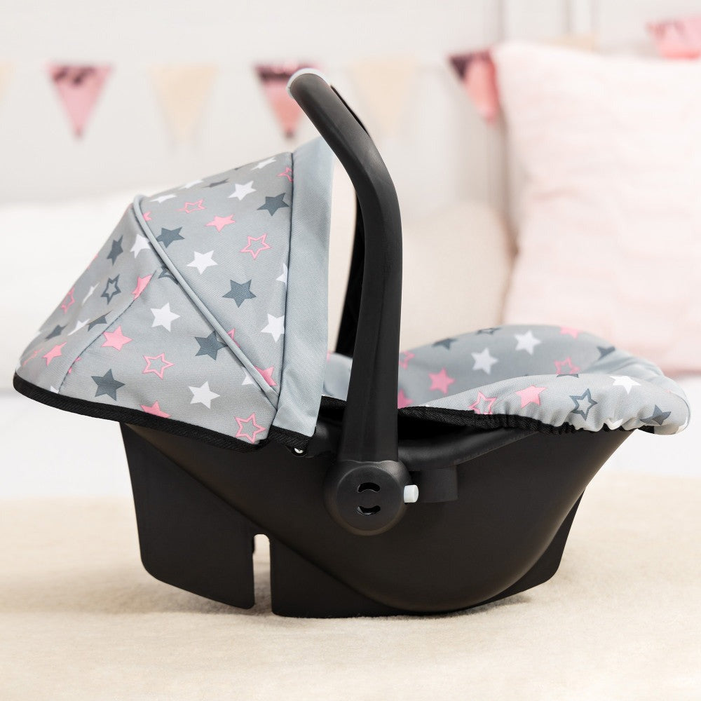 Bayer Design Deluxe Doll Car Seat, Grey with Pink Stars for 18" Dolls