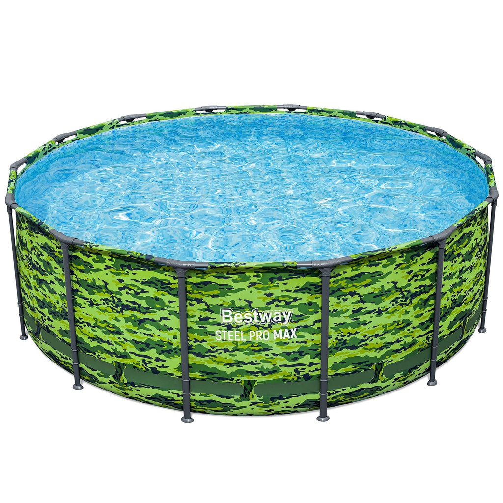 Steel Pro MAX Camo Above Ground Pool Set With Filter Pump And Ladder - 14 Ft x 48 In