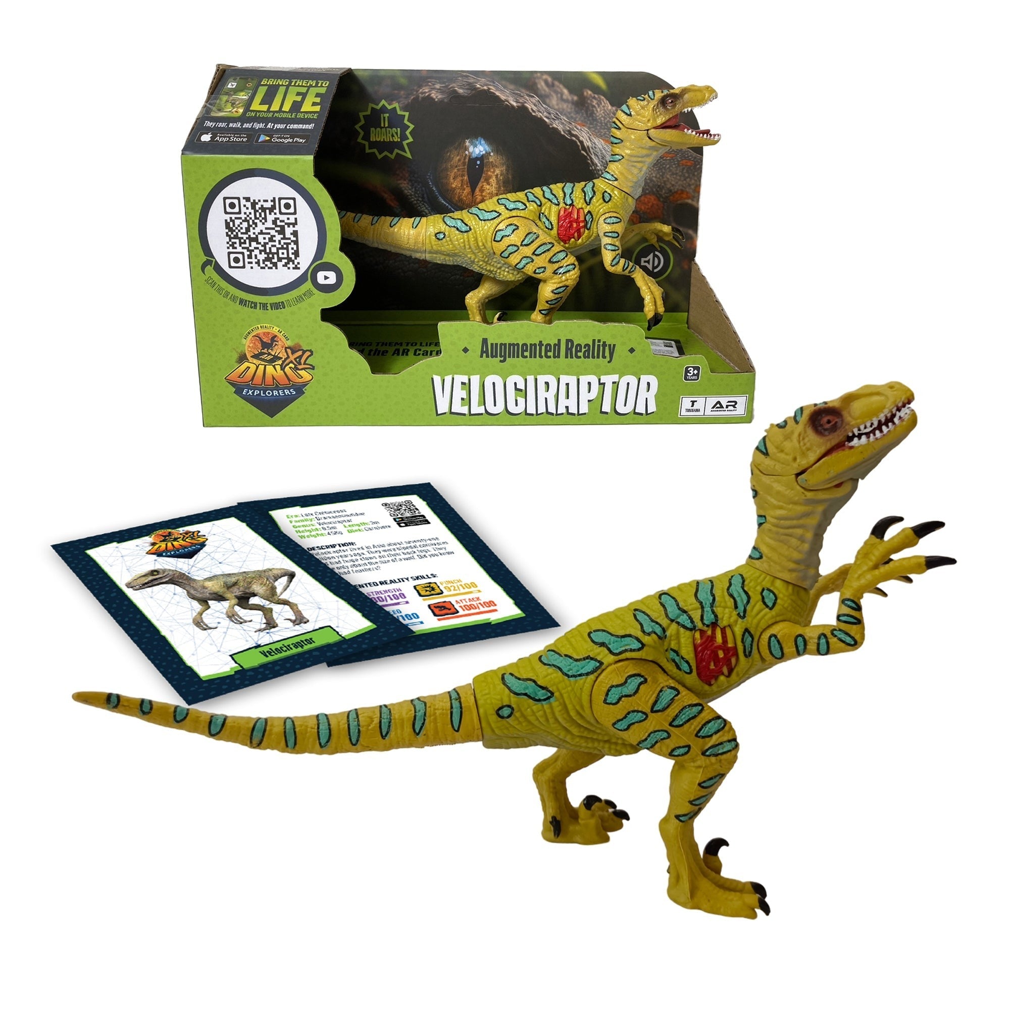 Dino Explorers: AR Dinosaur XL & Brick Combo - Velociraptor Sound Figure