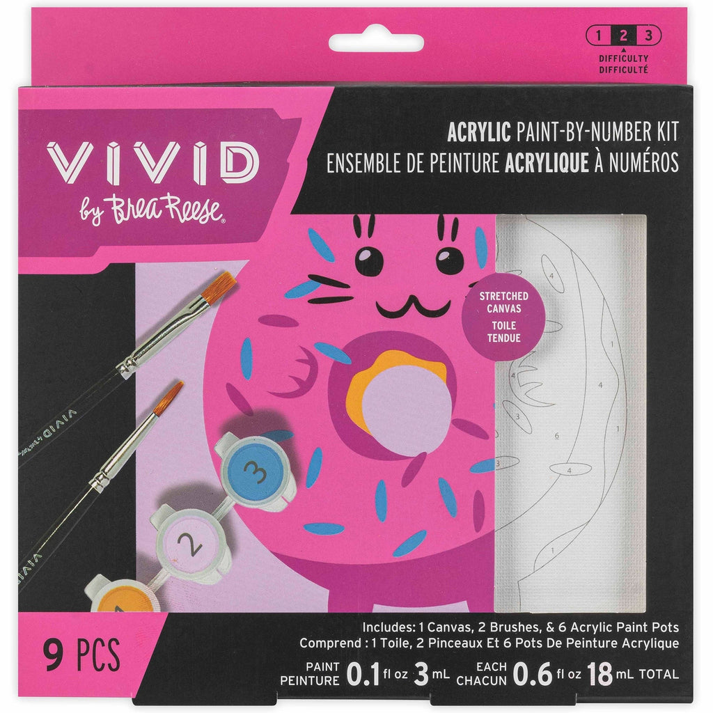 Mini Paint By Number Kawaii Cat Donut 6-Inch Canvas Art Kit