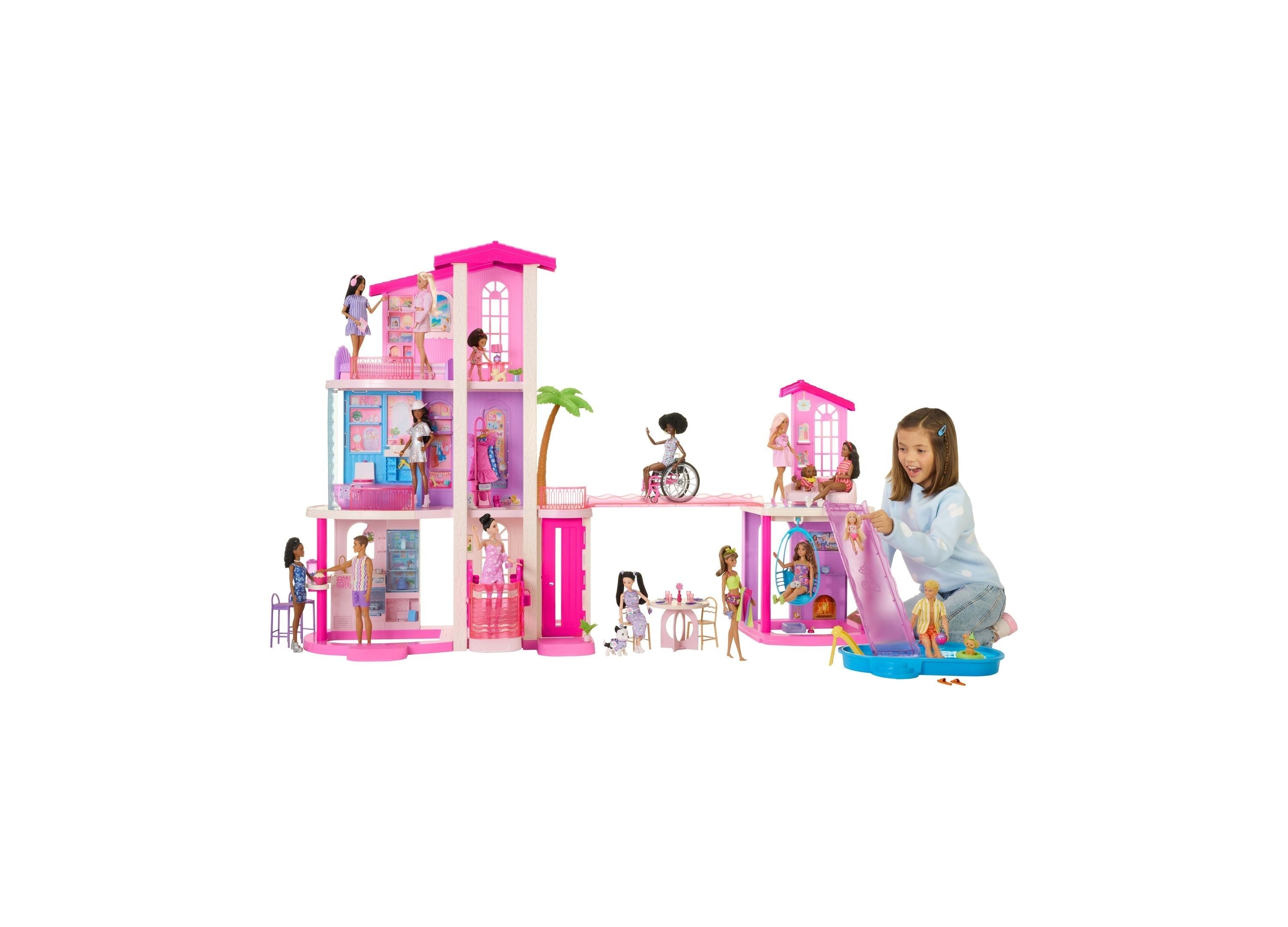 Barbie DreamHouse 3-Story Dollhouse with 2 Pools, 2 Slides & Elevator, 65+ Pieces