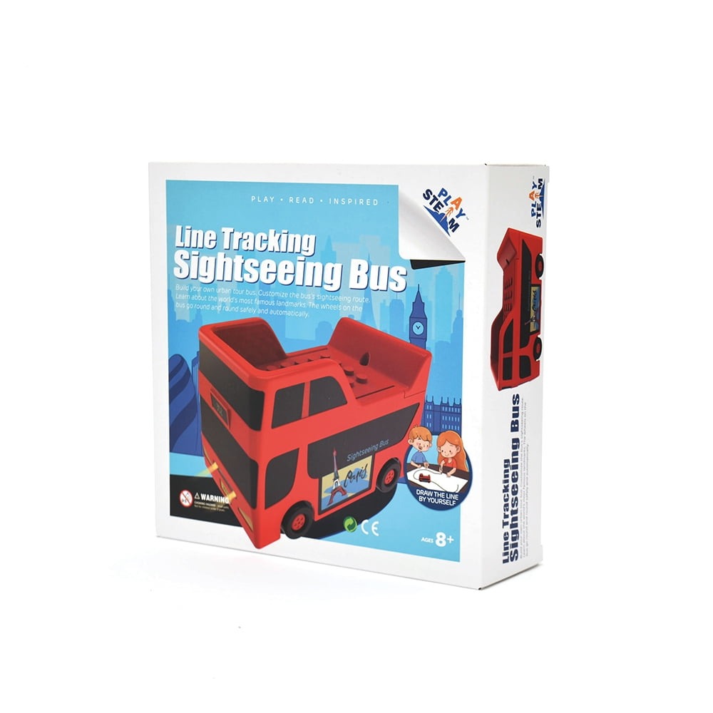 Playsteam Line Tracking Sightseeing Bus - Interactive Red Double-Decker