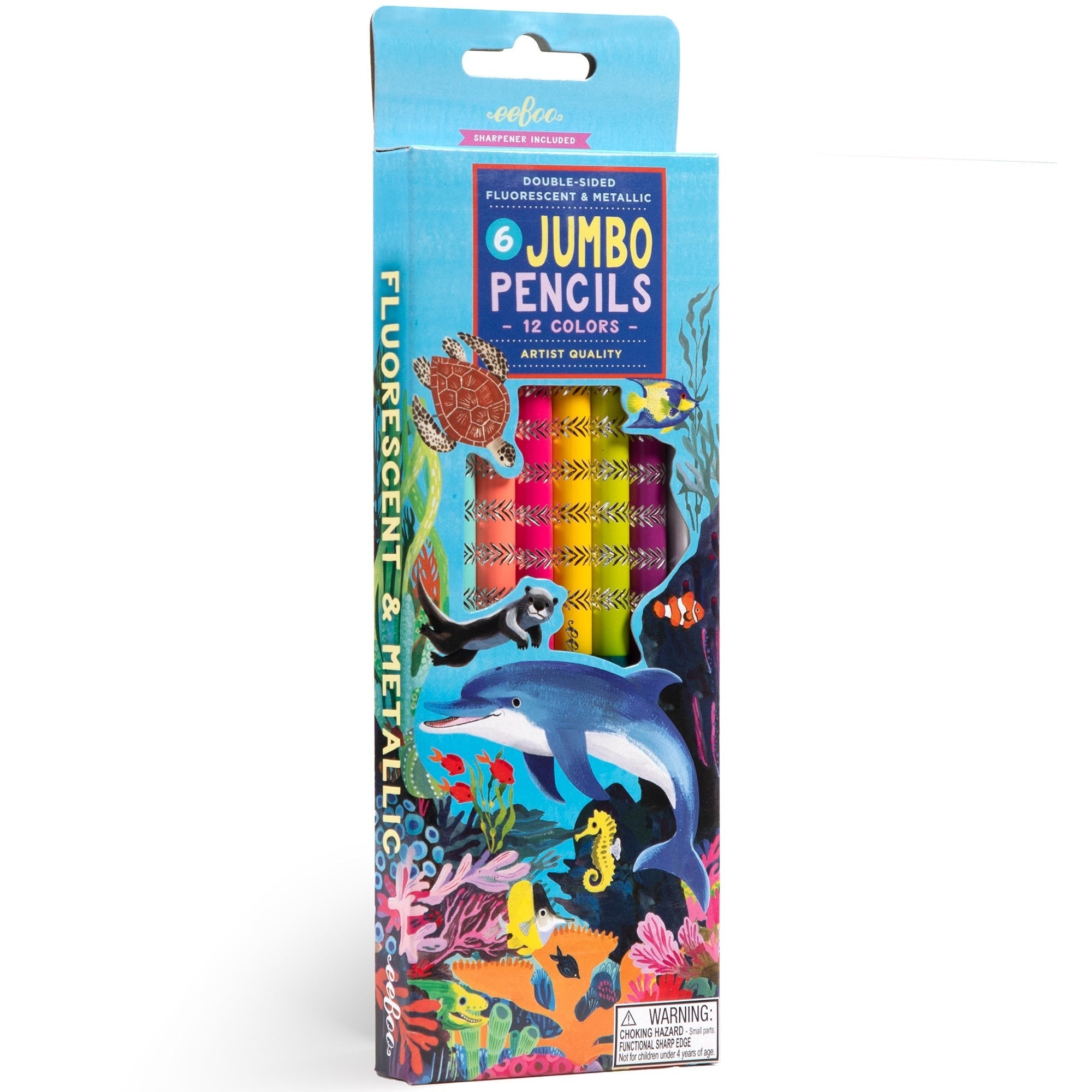 eeBoo Sea Life Double-Sided Jumbo Colored Pencils - 6pc Set