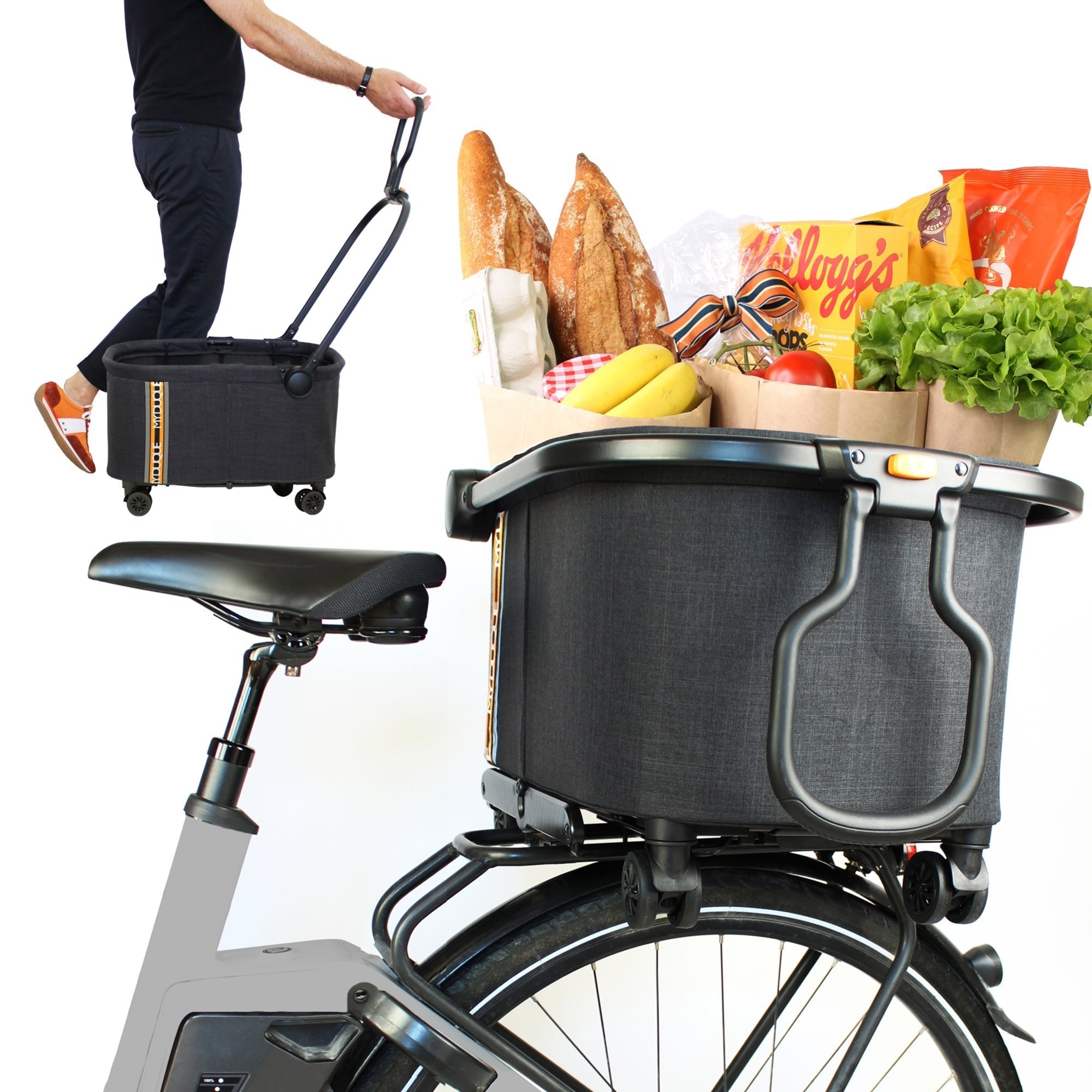 My Duque MULTI Bicycle Pannier Basket & Shopping Utility Cart - Melange Black