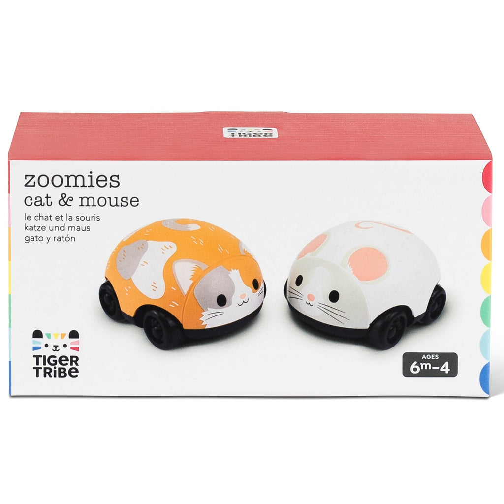 Tiger Tribe Zoomies Cat & Mouse Pull Back Toy Car Set, Interactive for Toddlers