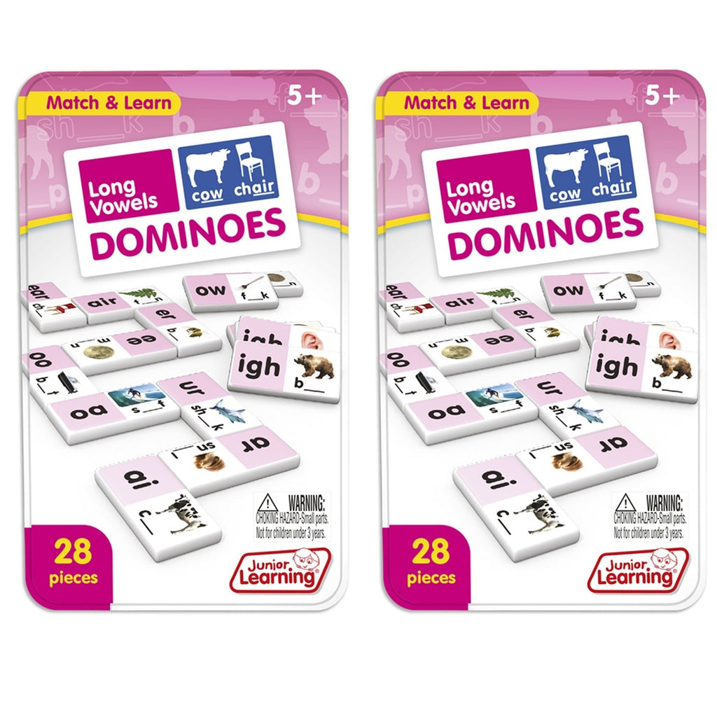 Junior Learning Long Vowel Dominoes - Multiplayer Educational Game Set