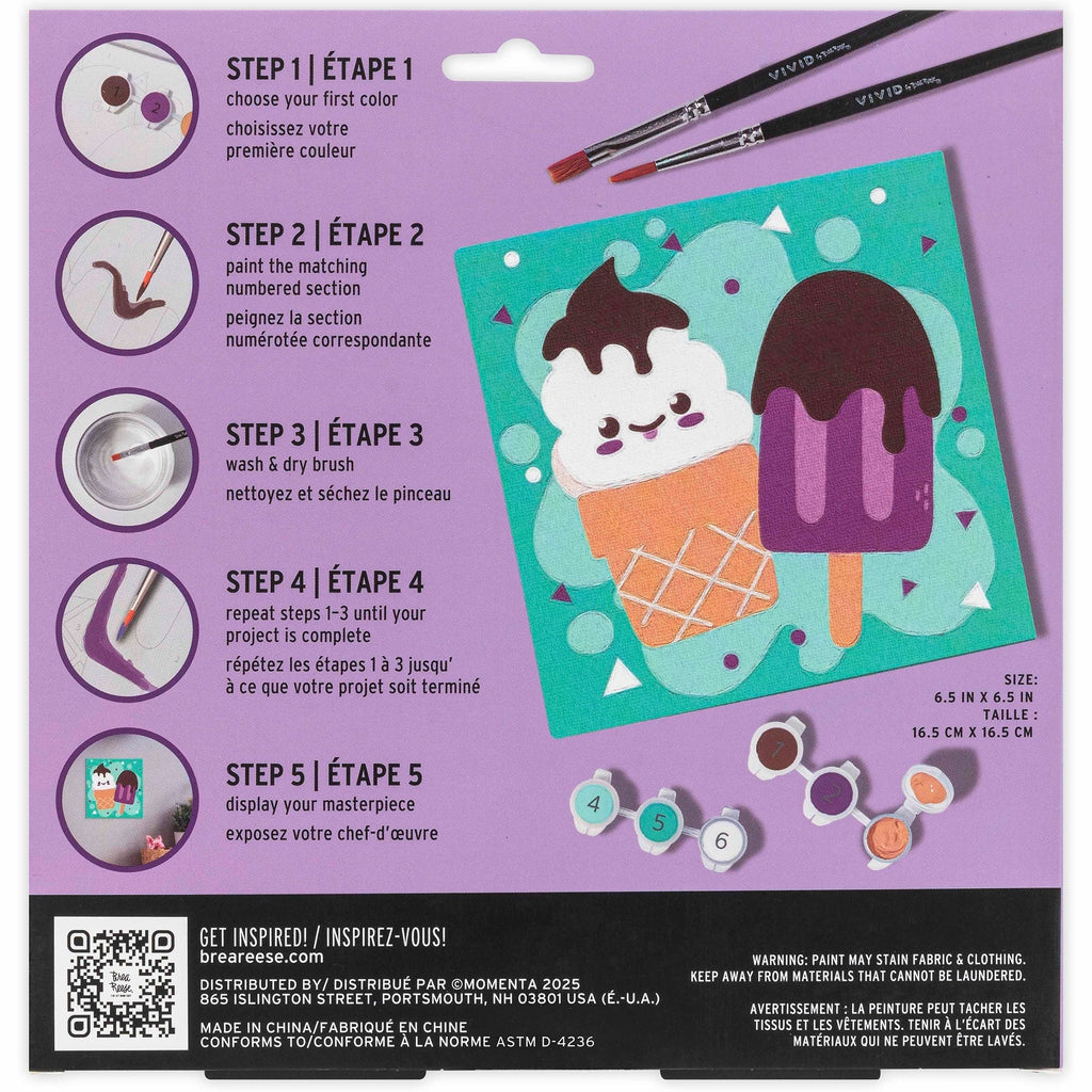 Mini Paint By Number Ice Cream Kit 6-Inch Canvas