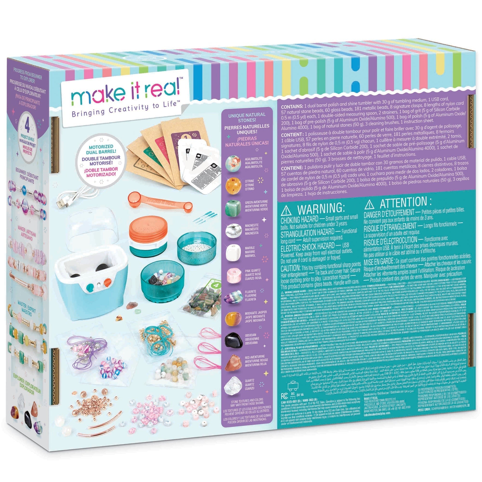 Make It Real Polish & Shine Bead Tumbler - 327pc Jewelry Craft Kit - USB Powered