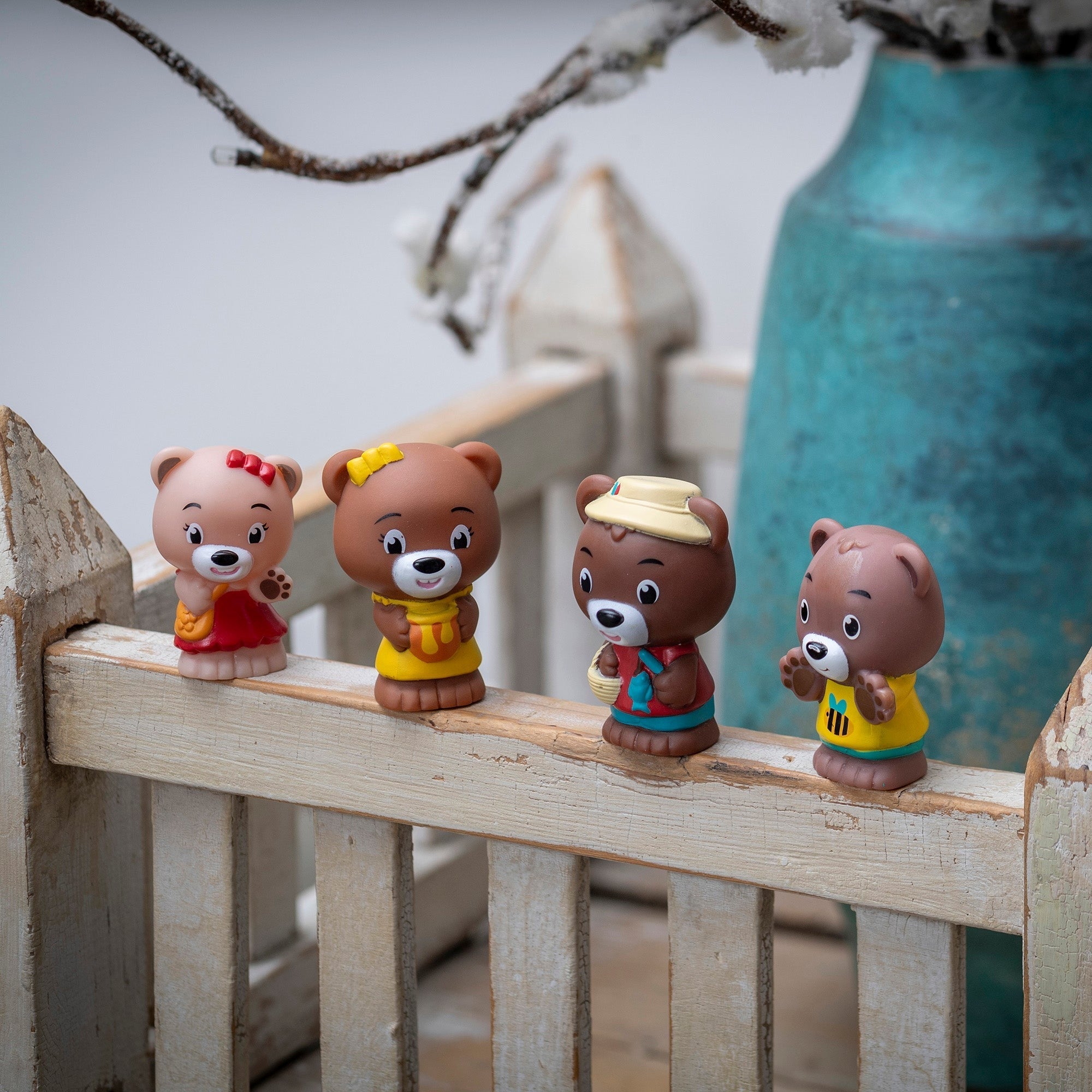 Timber Tots Plush Family Set: 4 Vibrant Bear Characters