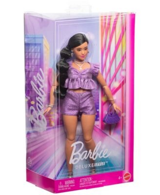 Barbie Deluxe Style Fashion Doll With Metallic Purple Top And Sparkly Shorts