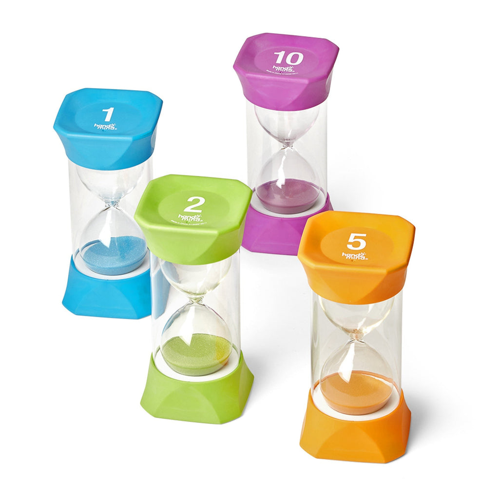 Hand2Mind Jumbo Colorful Sand Timers for Kids - Time Management Tool Set